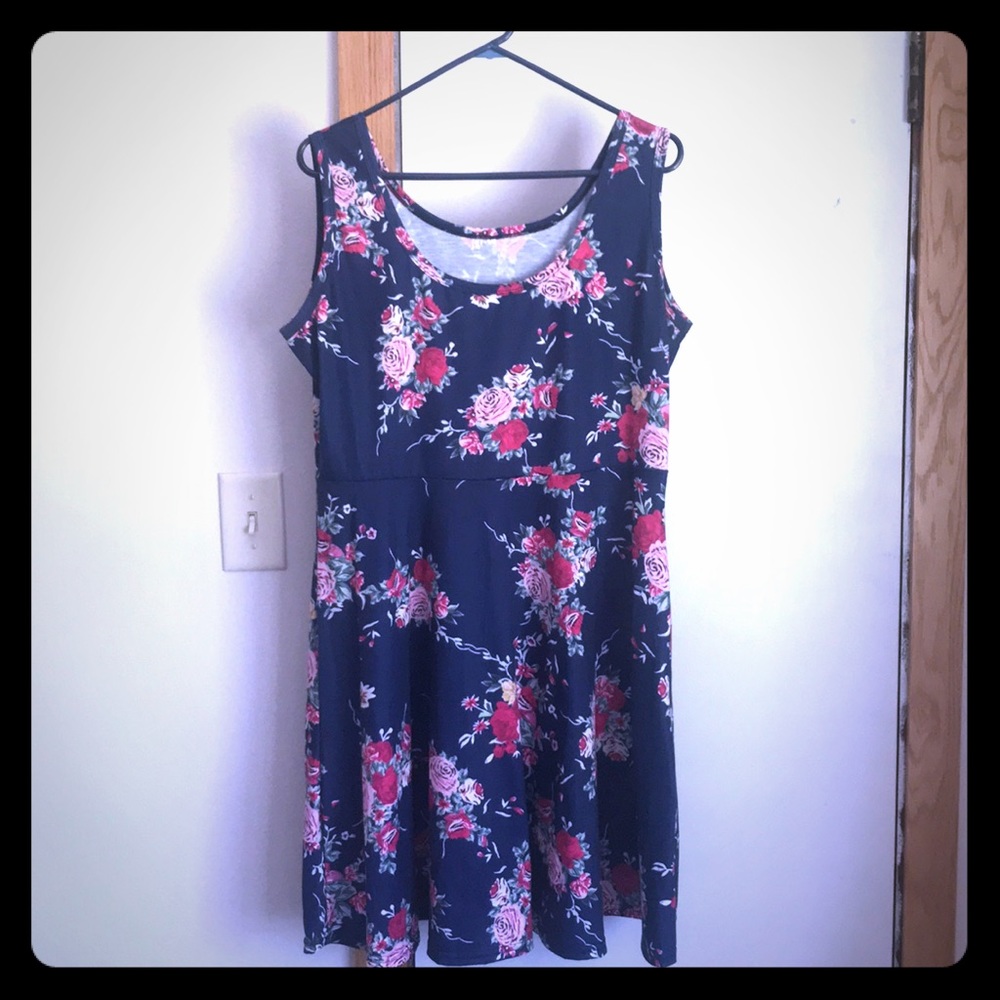 Blue Floral A-Line Summer Dress